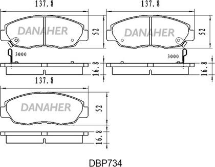 Danaher DBP734 - Bremžu uzliku kompl., Disku bremzes autodraugiem.lv