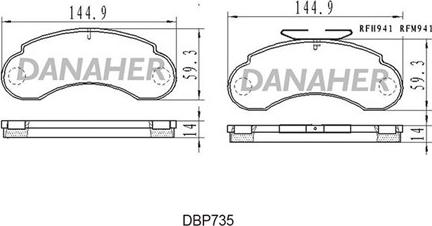 Danaher DBP735 - Bremžu uzliku kompl., Disku bremzes autodraugiem.lv