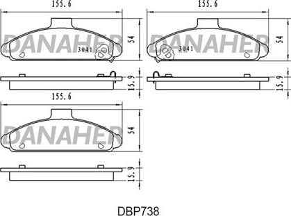 Danaher DBP738 - Bremžu uzliku kompl., Disku bremzes autodraugiem.lv