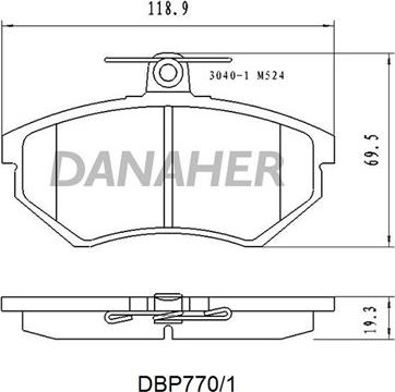 Danaher DBP770/1 - Bremžu uzliku kompl., Disku bremzes autodraugiem.lv