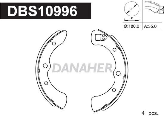 Danaher DBS10996 - Bremžu loku komplekts autodraugiem.lv