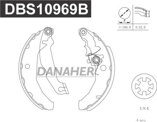 Danaher DBS10969B - Bremžu loku komplekts autodraugiem.lv