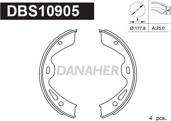 Danaher DBS10905 - Bremžu loku kompl., Stāvbremze autodraugiem.lv