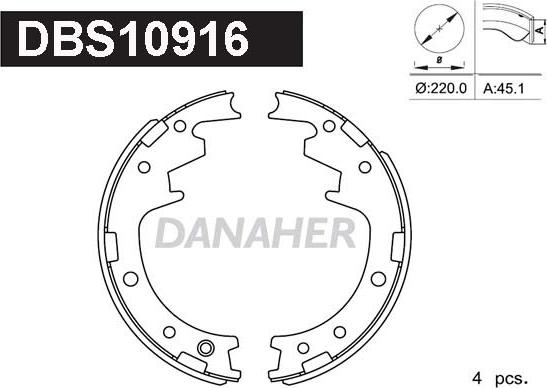 Danaher DBS10916 - Bremžu loku komplekts autodraugiem.lv