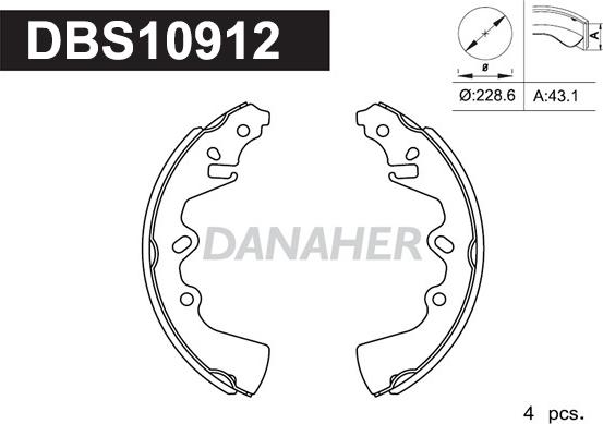 Danaher DBS10912 - Bremžu loku komplekts autodraugiem.lv
