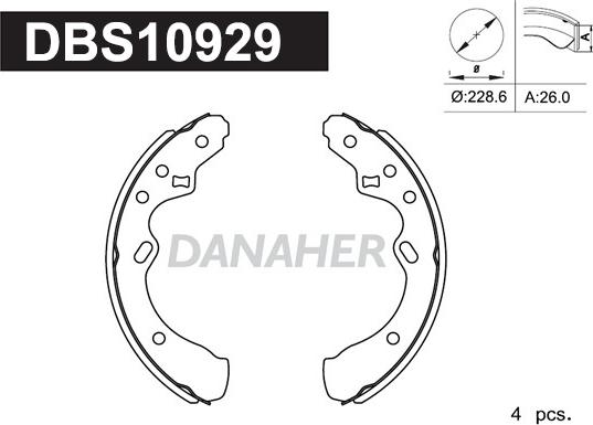 Danaher DBS10929 - Bremžu loku komplekts autodraugiem.lv