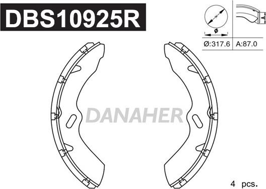 Danaher DBS10925R - Bremžu loku komplekts autodraugiem.lv