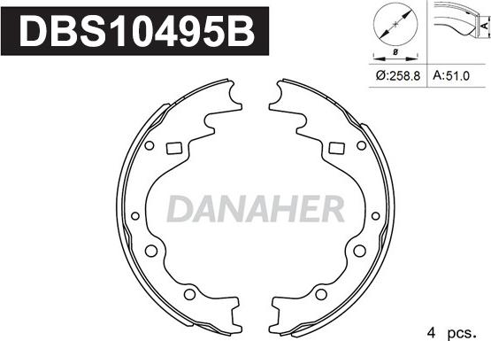 Danaher DBS10495B - Bremžu loku komplekts autodraugiem.lv