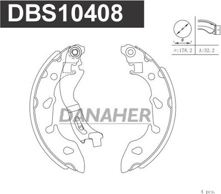 Danaher DBS10408 - Bremžu loku komplekts autodraugiem.lv
