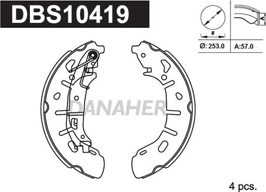 Danaher DBS10419 - Bremžu loku komplekts autodraugiem.lv