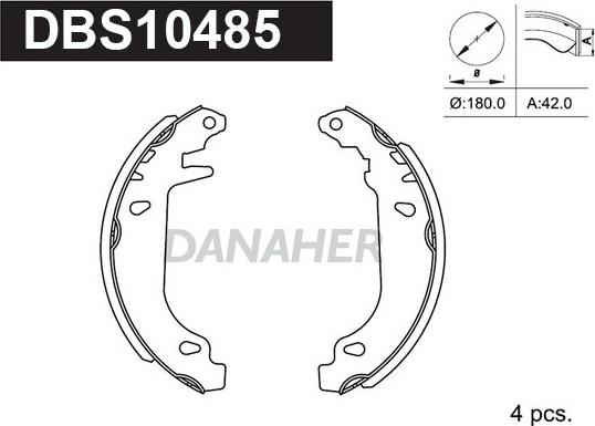 Danaher DBS10485 - Bremžu loku komplekts autodraugiem.lv