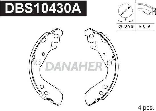 Danaher DBS10430A - Bremžu loku komplekts autodraugiem.lv