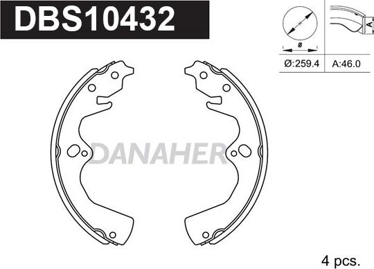 Danaher DBS10432 - Bremžu loku komplekts autodraugiem.lv