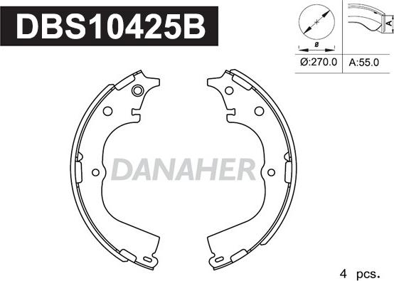 Danaher DBS10425B - Bremžu loku komplekts autodraugiem.lv