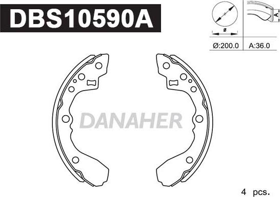 Danaher DBS10590A - Bremžu loku komplekts autodraugiem.lv