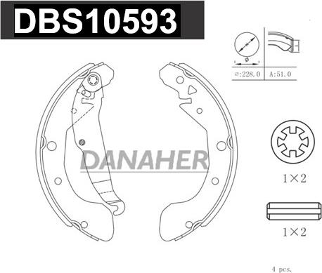 Danaher DBS10593 - Bremžu loku komplekts autodraugiem.lv