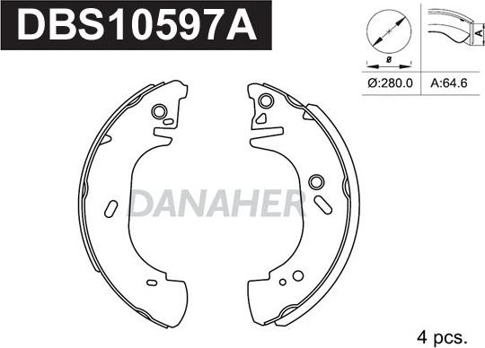 Danaher DBS10597A - Bremžu loku komplekts autodraugiem.lv