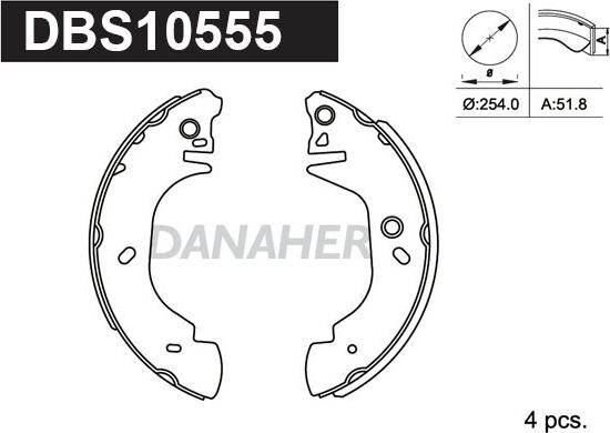 Danaher DBS10555 - Bremžu loku komplekts autodraugiem.lv