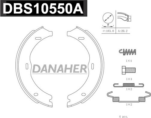 Danaher DBS10550A - Bremžu loku kompl., Stāvbremze autodraugiem.lv