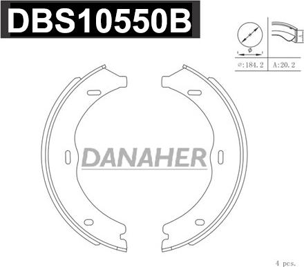 Danaher DBS10550B - Bremžu loku kompl., Stāvbremze autodraugiem.lv