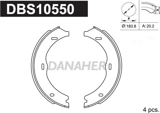 Danaher DBS10550 - Bremžu loku kompl., Stāvbremze autodraugiem.lv