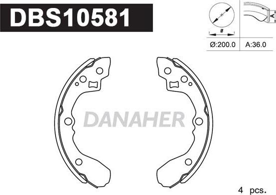 Danaher DBS10581 - Bremžu loku komplekts autodraugiem.lv