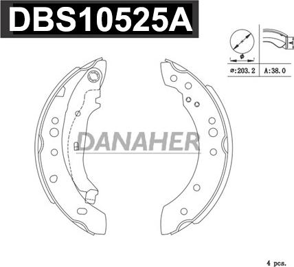 Danaher DBS10525A - Bremžu loku komplekts autodraugiem.lv