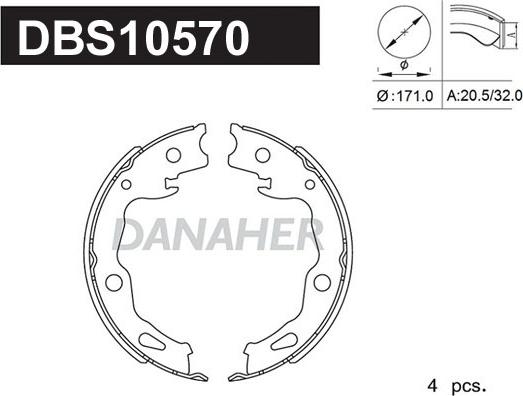 Danaher DBS10570 - Bremžu loku kompl., Stāvbremze autodraugiem.lv