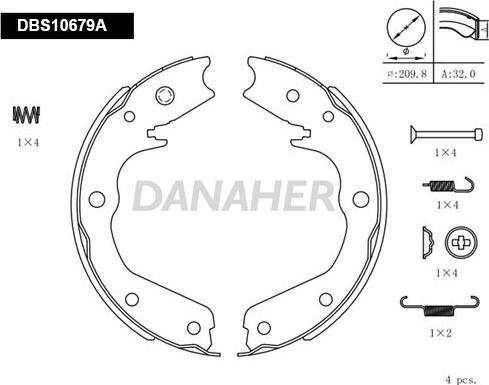 Danaher DBS10679A - Bremžu loku kompl., Stāvbremze autodraugiem.lv