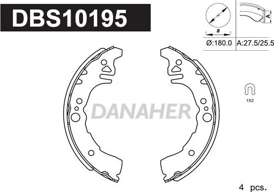 Danaher DBS10195 - Bremžu loku komplekts autodraugiem.lv