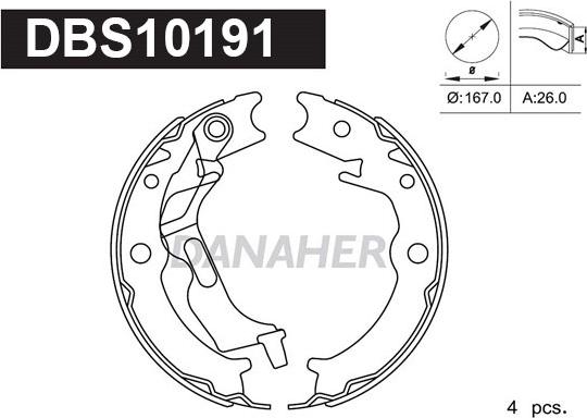 Danaher DBS10191 - Bremžu loku kompl., Stāvbremze autodraugiem.lv