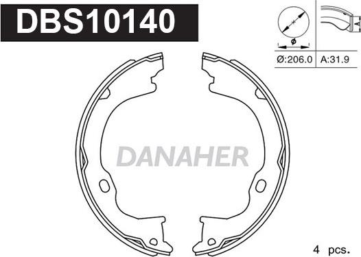 Danaher DBS10140 - Bremžu loku kompl., Stāvbremze autodraugiem.lv