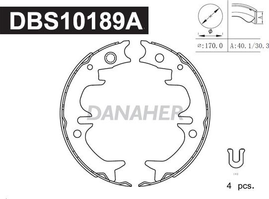 Danaher DBS10189A - Bremžu loku kompl., Stāvbremze autodraugiem.lv