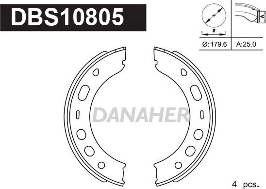 Danaher DBS10805 - Bremžu loku kompl., Stāvbremze autodraugiem.lv
