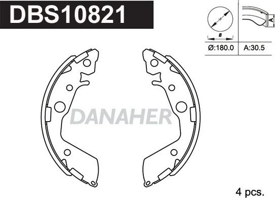 Danaher DBS10821 - Bremžu loku komplekts autodraugiem.lv