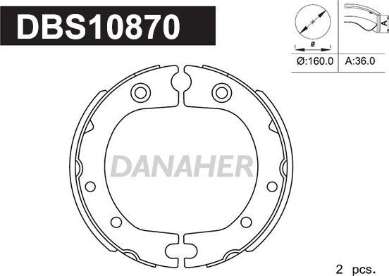 Danaher DBS10870 - Bremžu loku kompl., Stāvbremze autodraugiem.lv