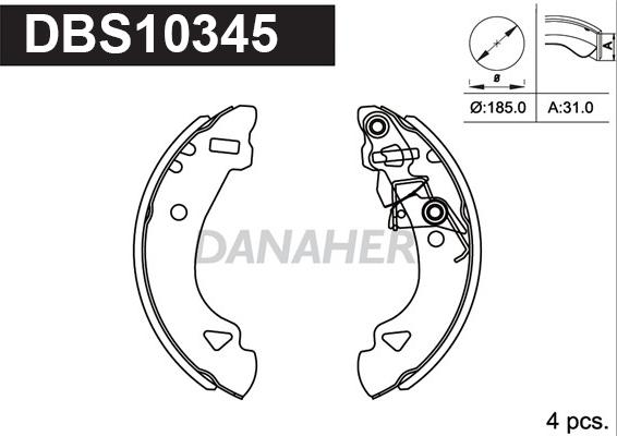 Danaher DBS10345 - Bremžu loku komplekts autodraugiem.lv