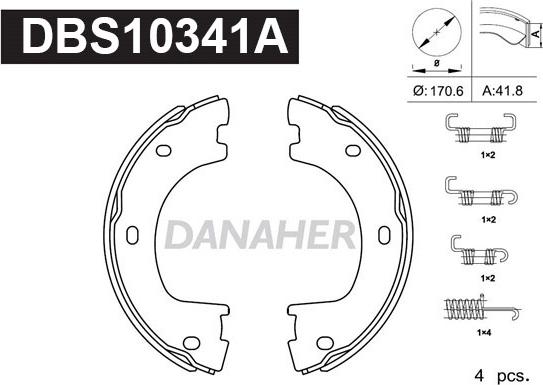 Danaher DBS10341A - Bremžu loku kompl., Stāvbremze autodraugiem.lv