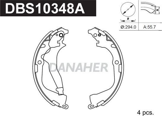 Danaher DBS10348A - Bremžu loku komplekts autodraugiem.lv