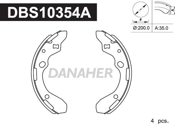 Danaher DBS10354A - Bremžu loku komplekts autodraugiem.lv