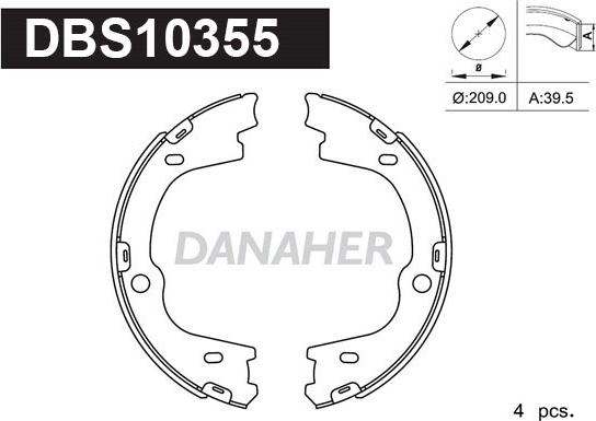 Danaher DBS10355 - Bremžu loku kompl., Stāvbremze autodraugiem.lv