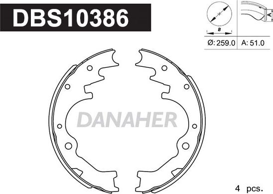 Danaher DBS10386 - Bremžu loku komplekts autodraugiem.lv
