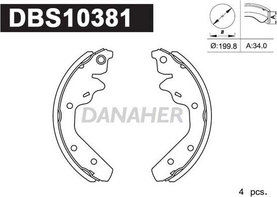Danaher DBS10381 - Bremžu loku komplekts autodraugiem.lv