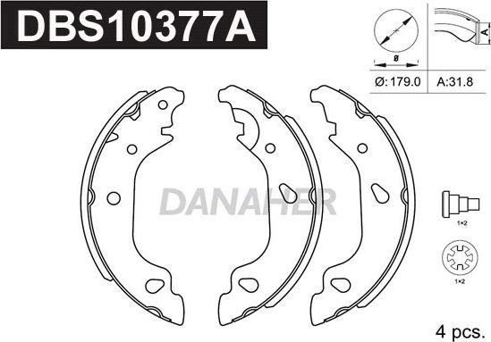 Danaher DBS10377A - Bremžu loku komplekts autodraugiem.lv