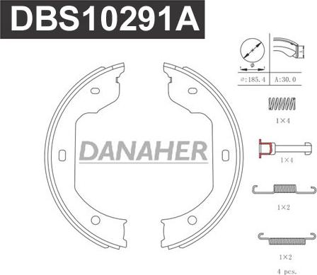 Danaher DBS10291A - Bremžu loku kompl., Stāvbremze autodraugiem.lv