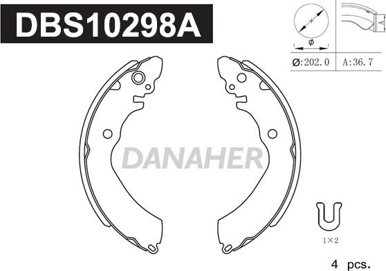 Danaher DBS10298A - Bremžu loku komplekts autodraugiem.lv