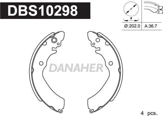 Danaher DBS10298 - Bremžu loku komplekts autodraugiem.lv