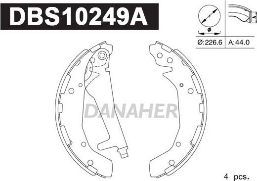 Danaher DBS10249A - Bremžu loku komplekts autodraugiem.lv