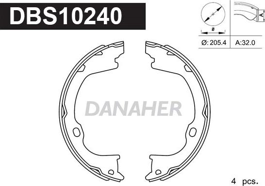 Danaher DBS10240 - Bremžu loku kompl., Stāvbremze autodraugiem.lv