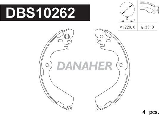 Danaher DBS10262 - Bremžu loku komplekts autodraugiem.lv